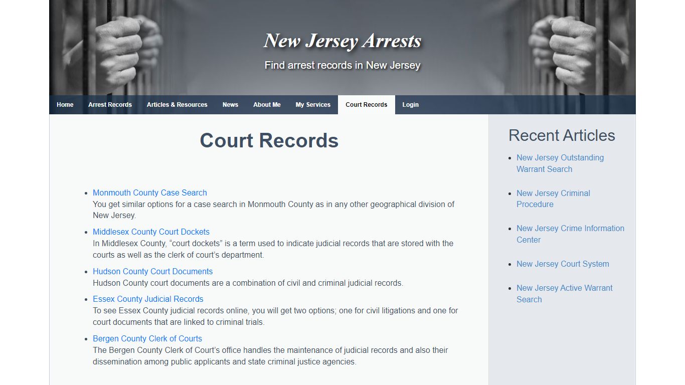 Court Records - New Jersey Arrests